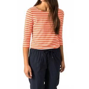 NEW SAINT JAMES garde cote iii 3/4 sleeve stripe shirt in basket/neige